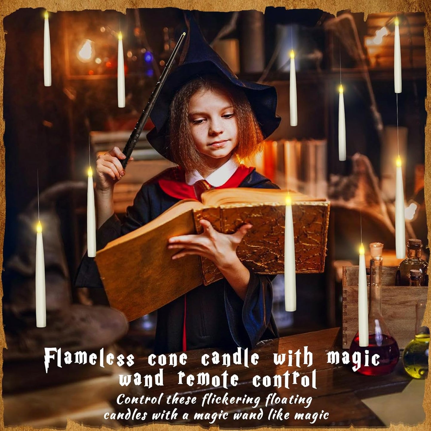 Flameless Floating Candles with Magic Wand Remote
