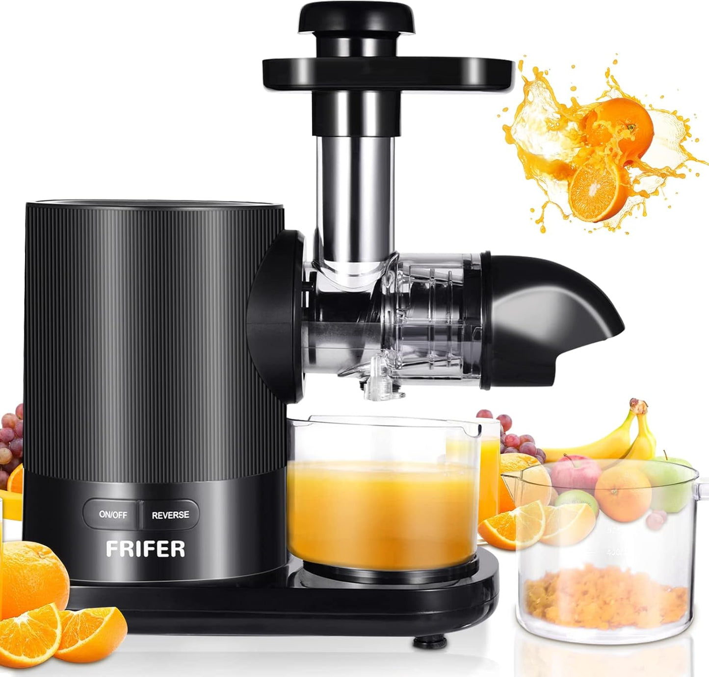Slow Masticating Juicer, Cold Press Juicer Machines with 2-Speed Modes, Reverse Function, Electric Masticating Juicer Extractor with Brush for Fruit and Vegetable, Easy to Clean, BPA Free…