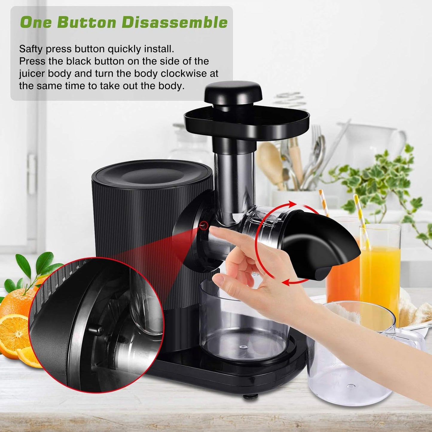 Slow Masticating Juicer, Cold Press Juicer Machines with 2-Speed Modes, Reverse Function, Electric Masticating Juicer Extractor with Brush for Fruit and Vegetable, Easy to Clean, BPA Free…