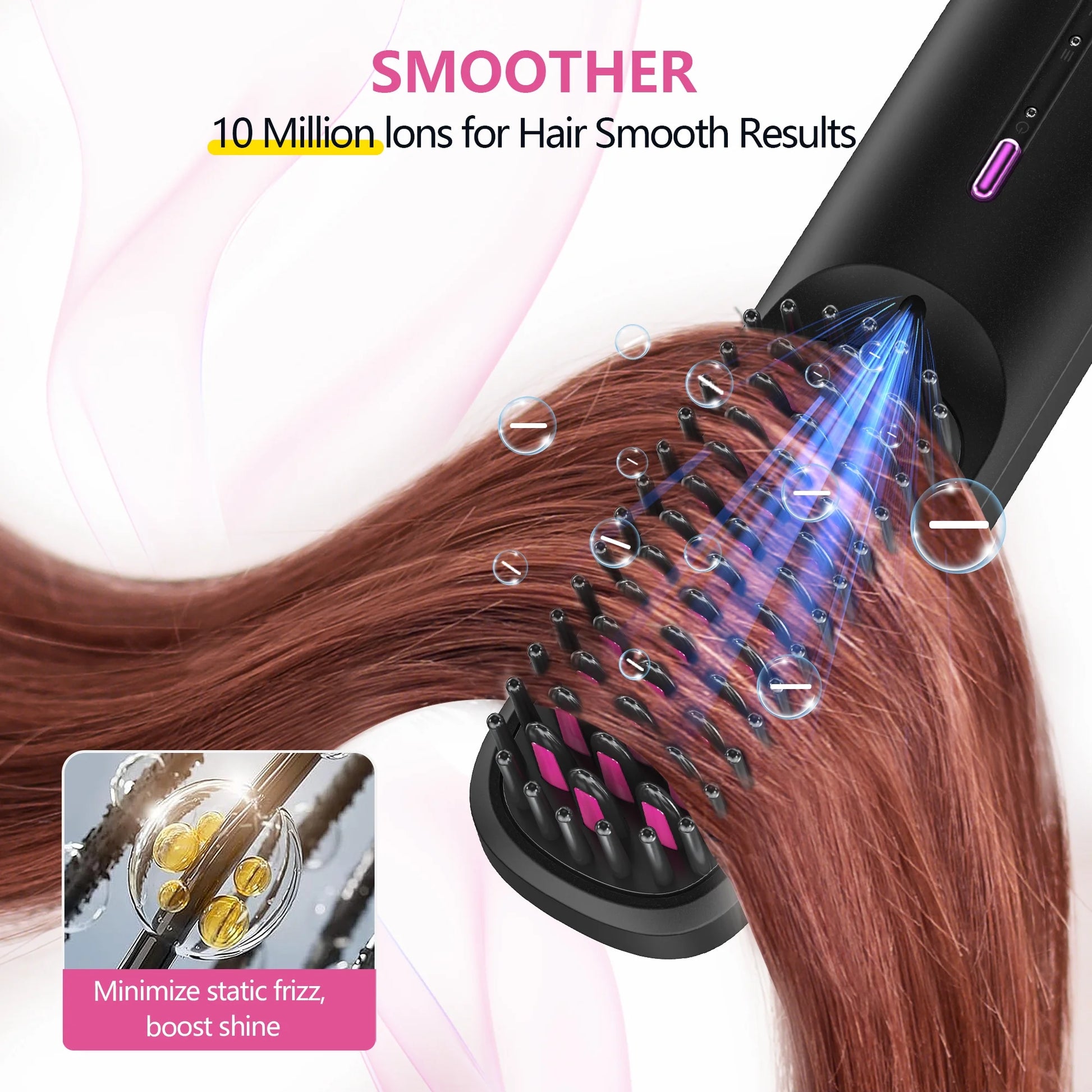 Cordless Hair Straightener Brush, Portable Hot Ionic Straightener Comb for Women, for Travel