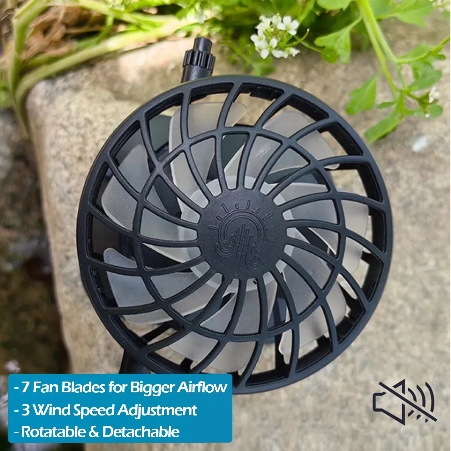 Solar Powered Fan Hat Wide Brim for Outdoor Fishing, Boonie Sun Hat with 2 Solar Fans, 3 Speed Adjustable - Black